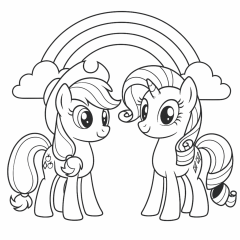 Applejack-and-Rarity-coloring-page-for-kids