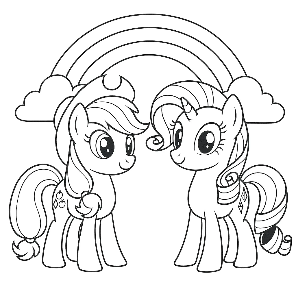Applejack-and-Rarity-coloring-page-for-kids