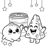 Bao and Cheddar cute squishy coloring page