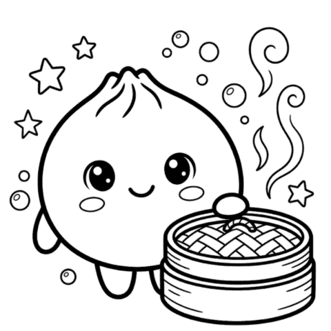 Bao dumpling squishy coloring page