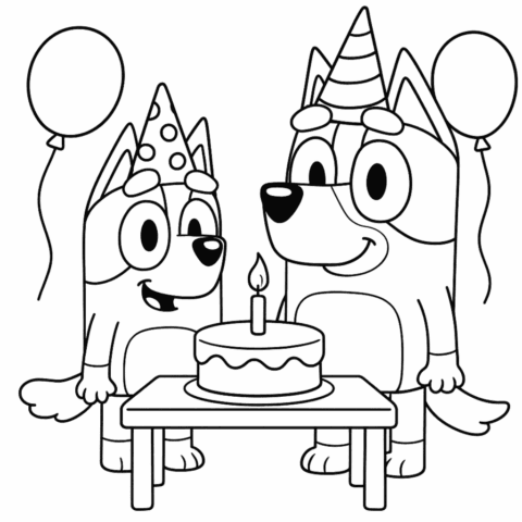 Bluey-and-Bingo-Birthday-coloring-page-for-kids