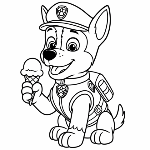 Chase-eating-ice-cream-coloring-page