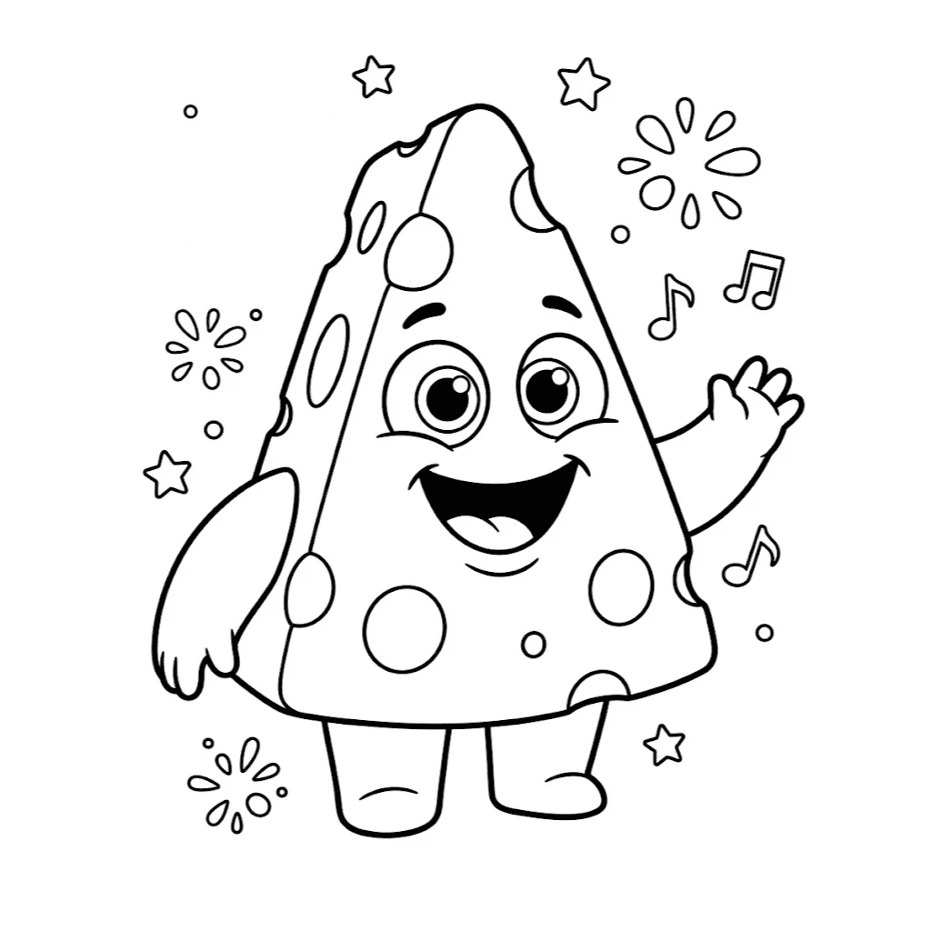 Cheddar cheese squishy coloring page
