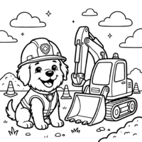 Construction rescue puppy coloring page