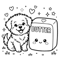 Cute puppy and squishy toy coloring page