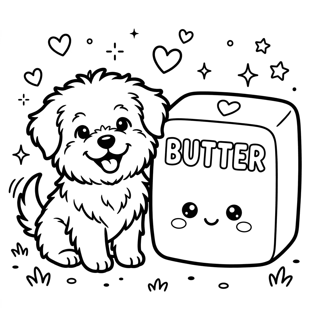Cute puppy and squishy toy coloring page