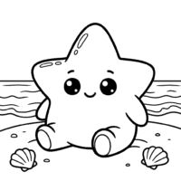 Cute starfish squishy coloring page