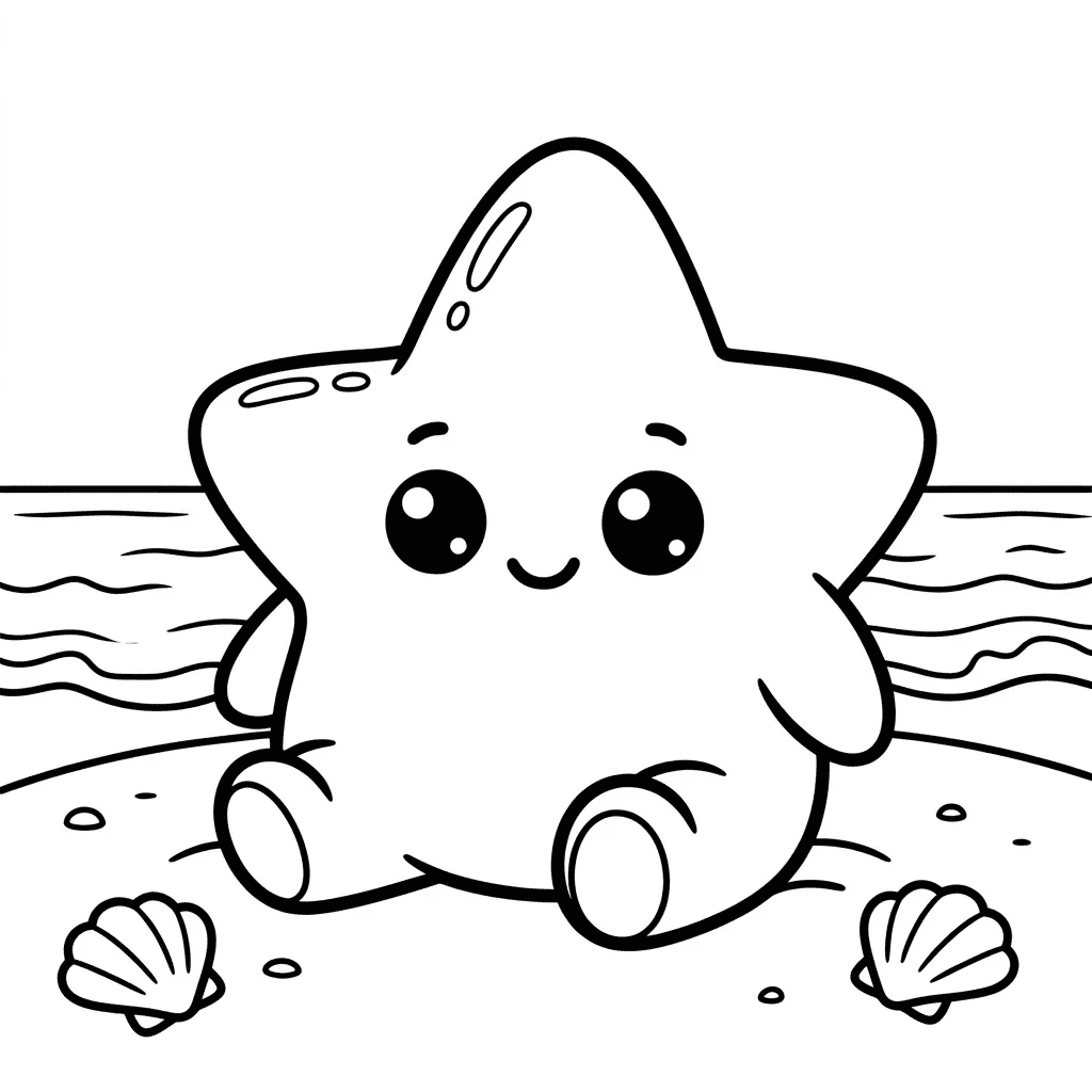 Cute starfish squishy coloring page