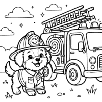 Firefighter rescue puppy coloring page