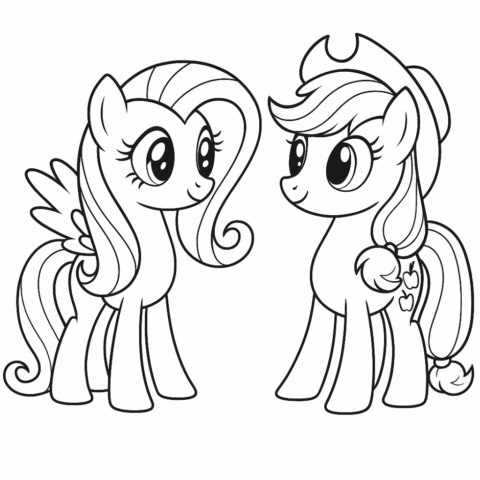 Fluttershy-and-Applejack-coloring-page-for-kids
