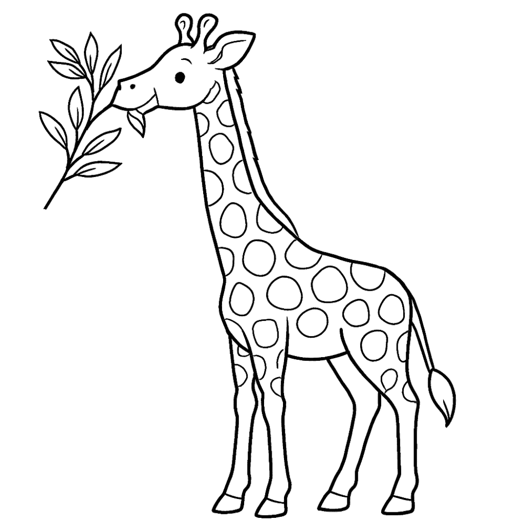 Giraffe-Eating-Leaves-coloring-pages-for-kids