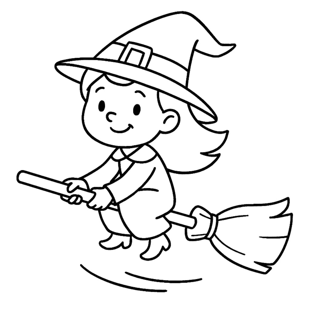 Halloween-Witch-on-Broom-coloring-page-for-kids