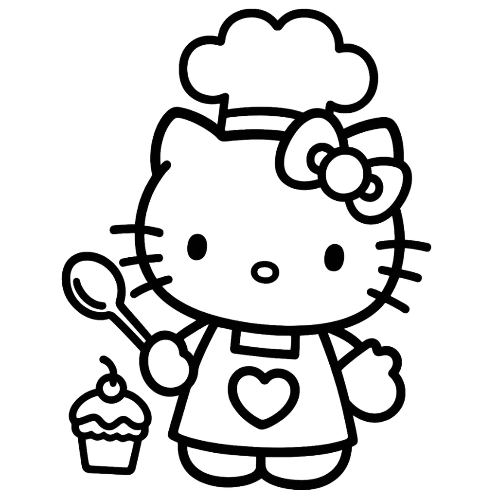 Hello-Kitty-Cooking-Coloring-Pages-For-Kids