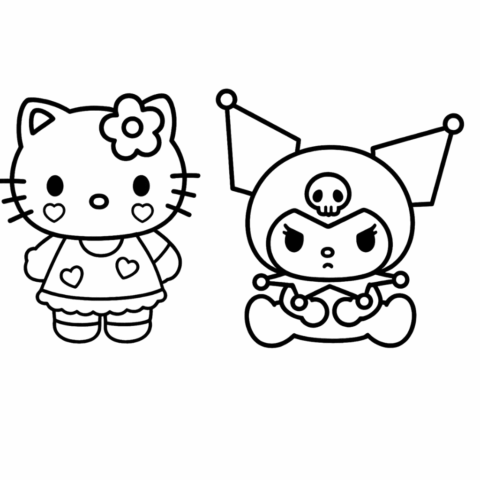 Hello-Kitty-and-Kuromi-Coloring-Pages-For-Kids