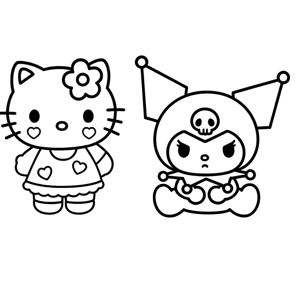 Hello-Kitty-and-Kuromi-Coloring-Pages-For-Kids