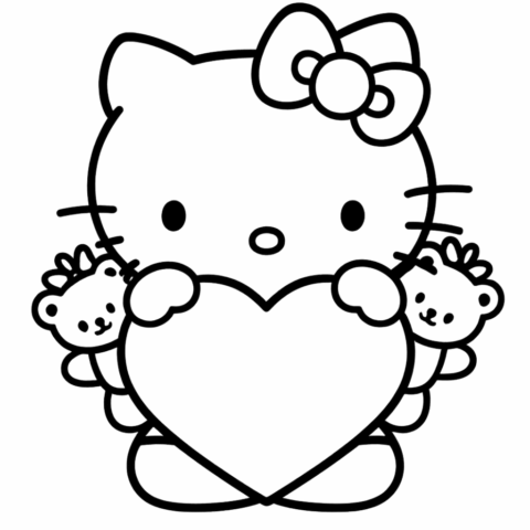 Hello-Kitty-and-her-Teddy-Bear-Coloring-Pages-For-Kids