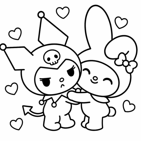 Kuromi-and-My-Melody-Coloring-Pages-For-Kids