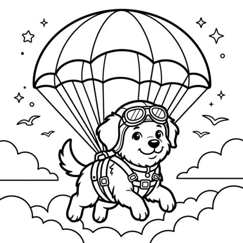 Parachute rescue puppy coloring page
