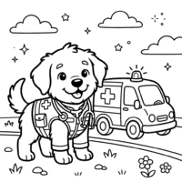 Paramedic rescue puppy coloring page