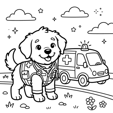 Paramedic rescue puppy coloring page