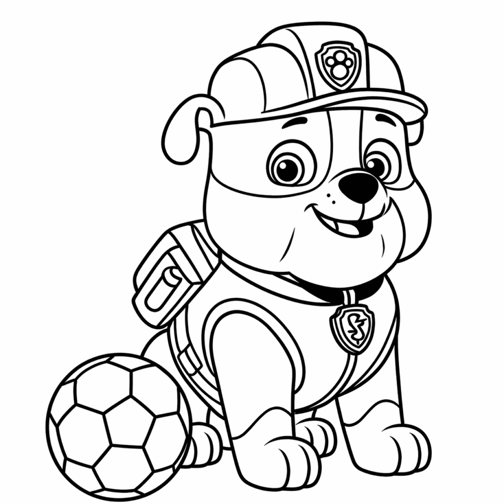 Paw-Patrol-Rubble-Footballer-coloring-page-for-kids