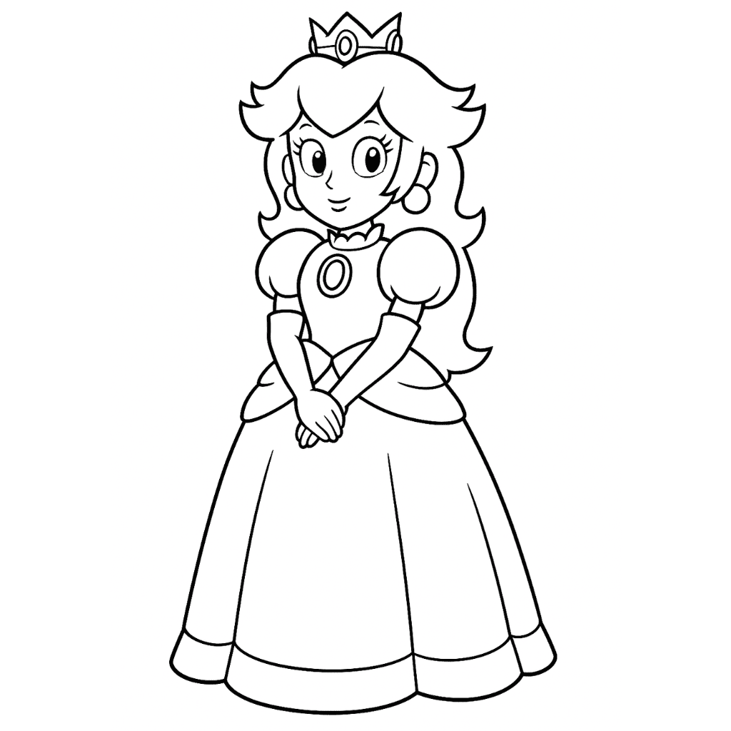 Princess-Peach-coloring-page-for-kids-free