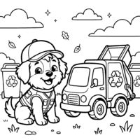 Recycling rescue puppy coloring page