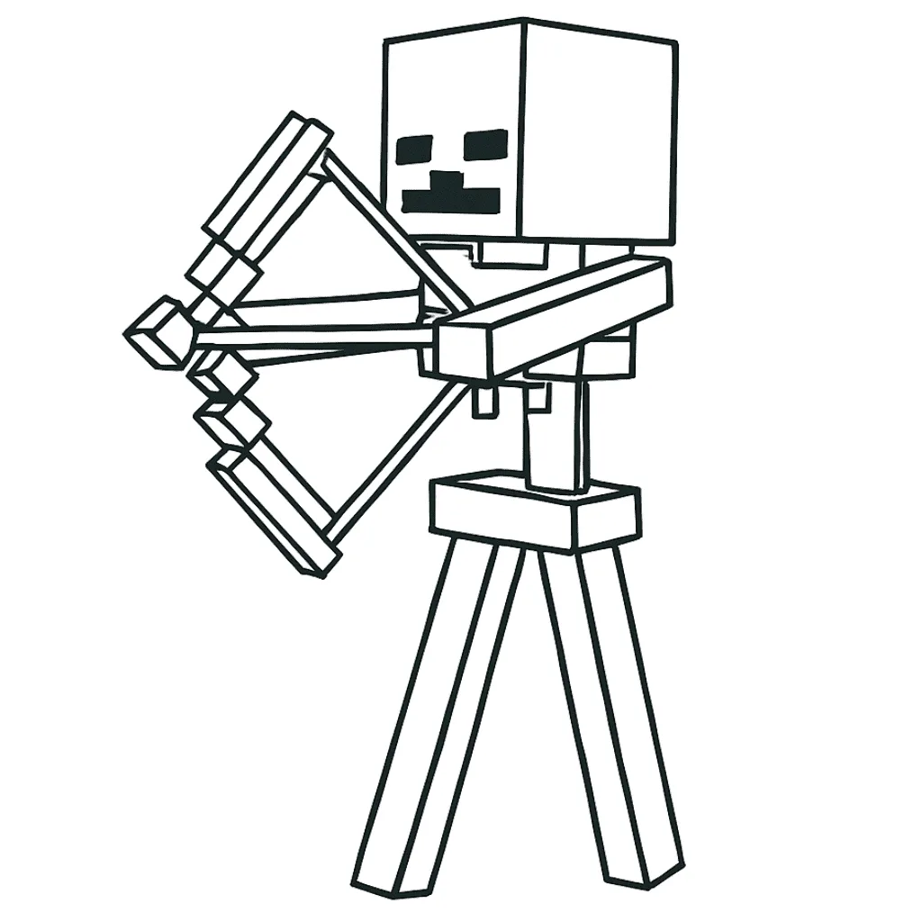 Skeleton-with-bow-Minecraft-coloring-page-for-kids