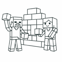 Steve-and-Alex-Minecraft-coloring-page-for-kids