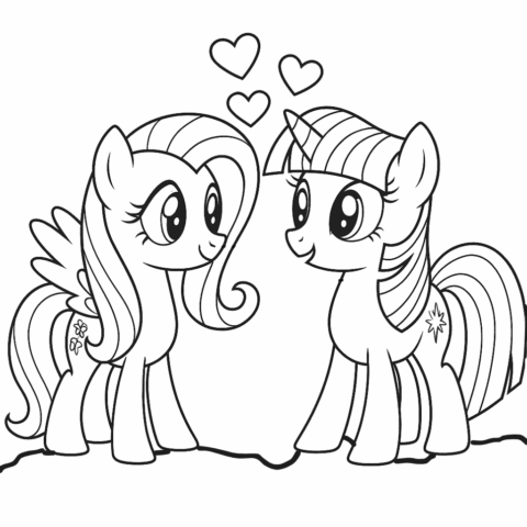 Twilight-Sparkle-and-Fluttershy-coloring-page-for-kids-free