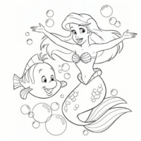 Ariel and Flounder Coloring page