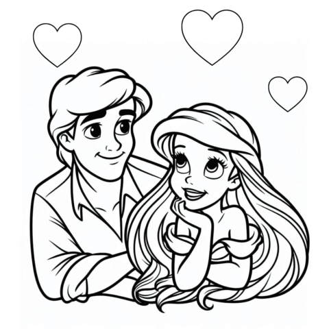 Ariel and Prince Eric - Coloring Pages