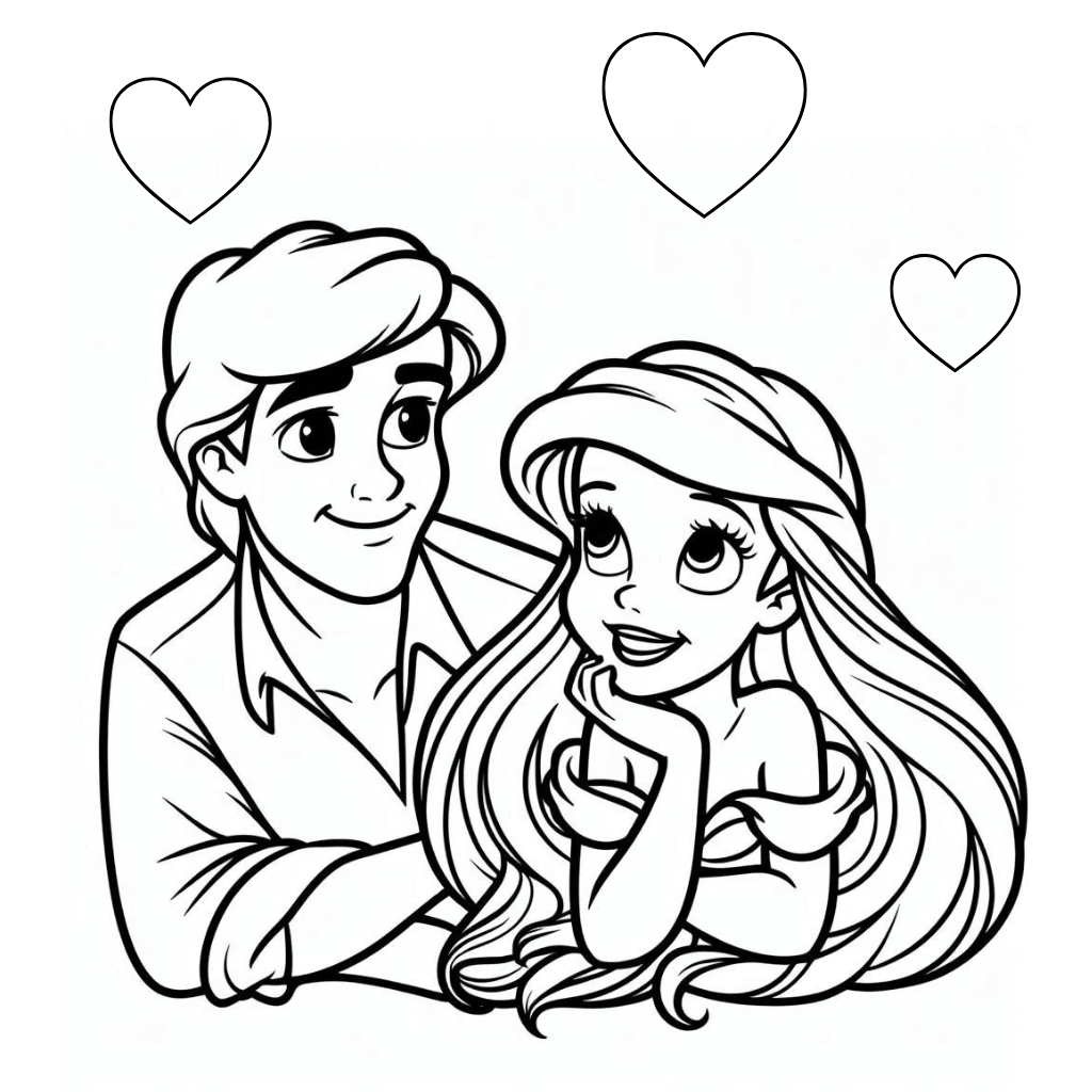 Ariel and Prince Eric - Coloring Pages
