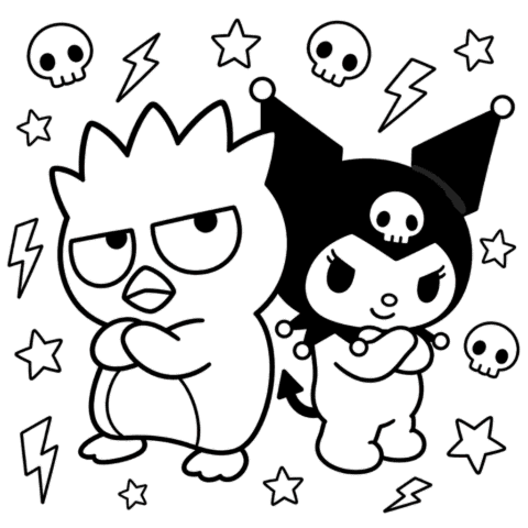 Badtz Maru and Kuromi Coloring Page