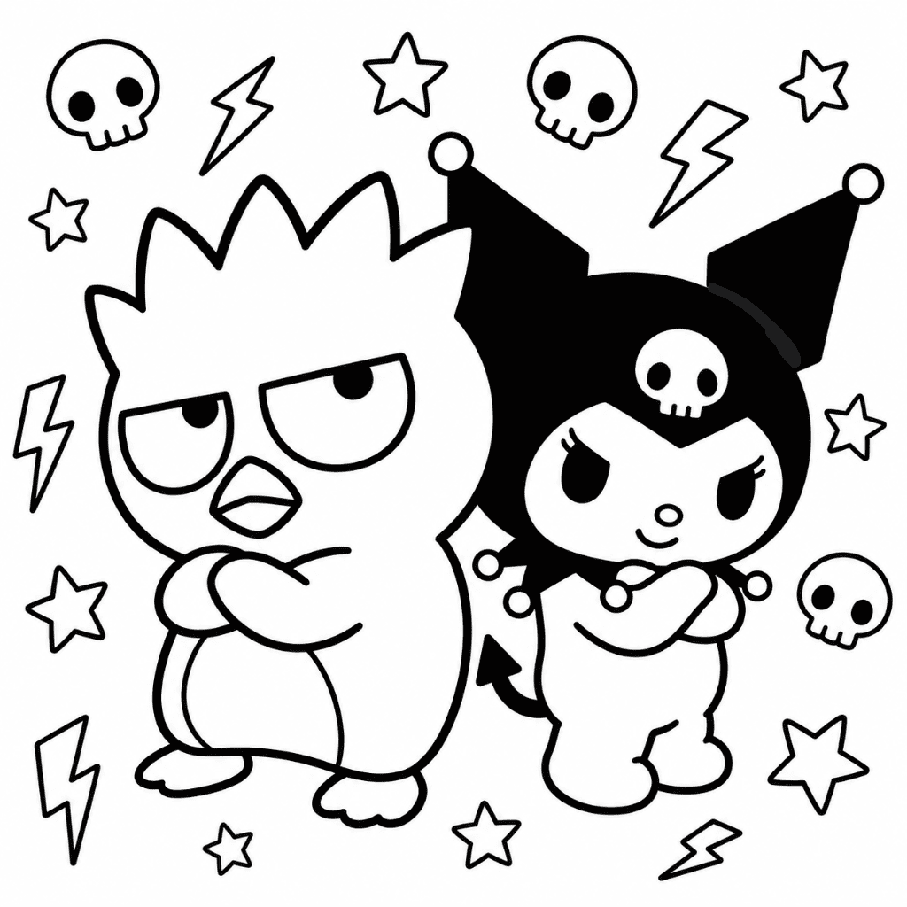 Badtz Maru and Kuromi Coloring Page