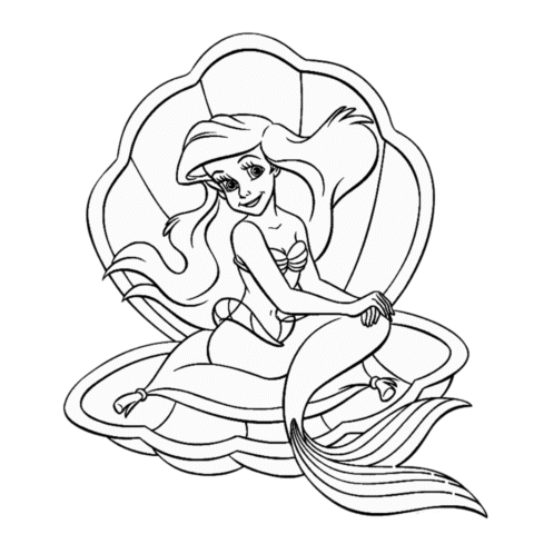 Free Ariel Shell Coloring Page
