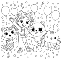 Free Gabby Doll house Birthday Coloring Pages