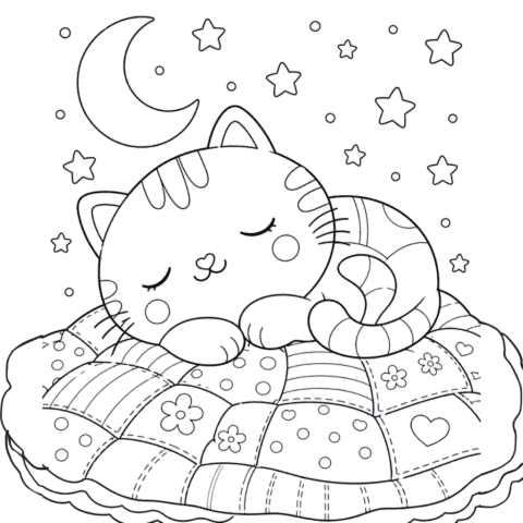 Free Pillow Cat Coloring Pages Gabbys Doll house