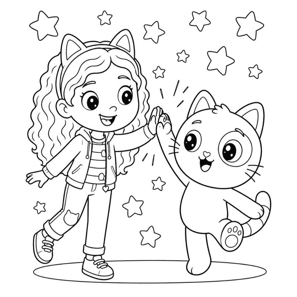 Gabby and Pandy Paws Coloring Page