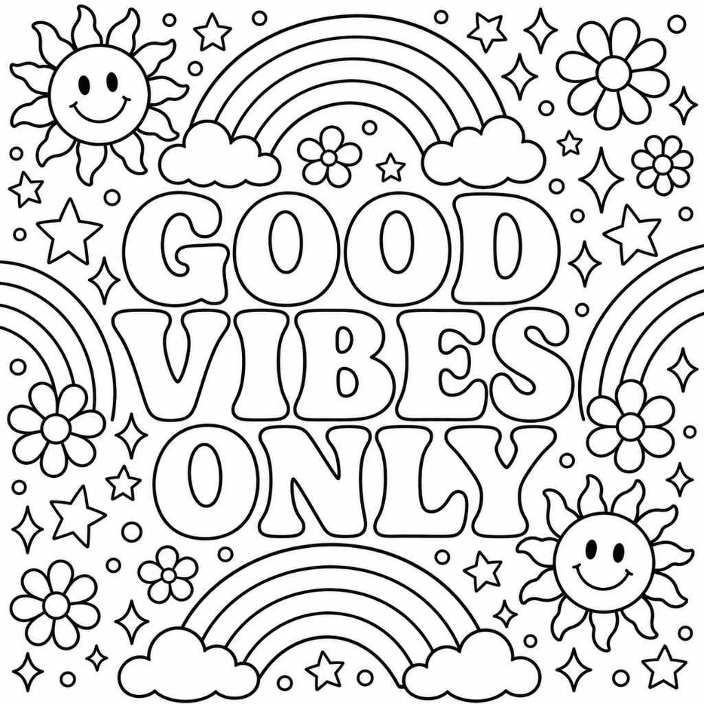 Good Vibes Only Coloring Page