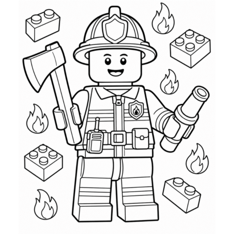 Lego Firefighter Coloring Page