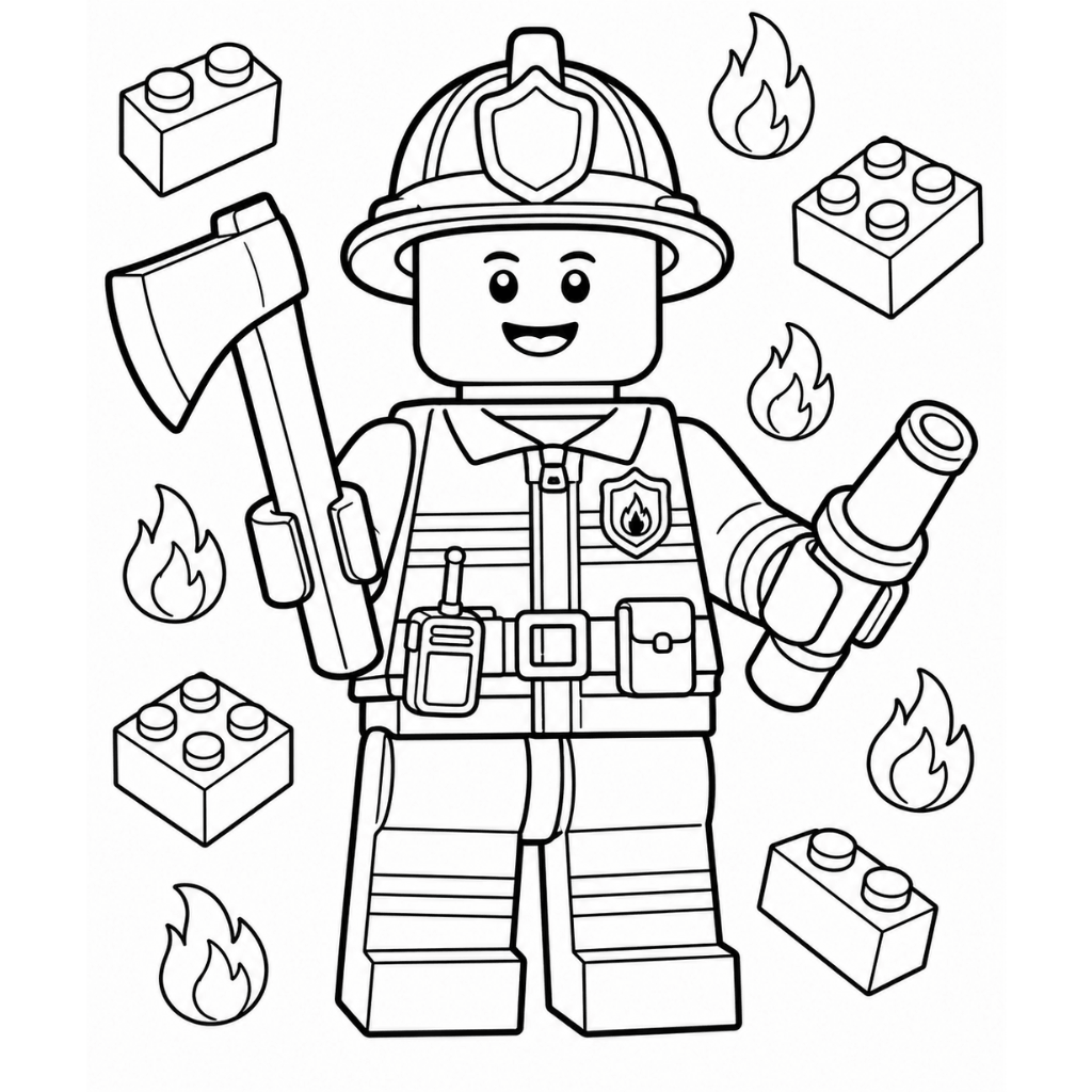 Lego Firefighter Coloring Page
