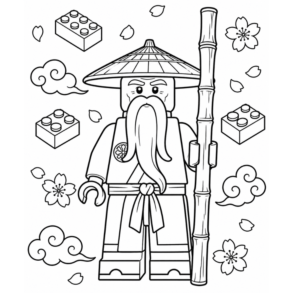Lego Master Wu Coloring Page