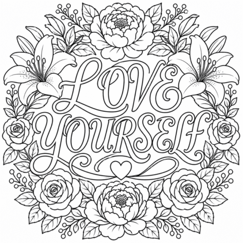Love Yourself Coloring Page