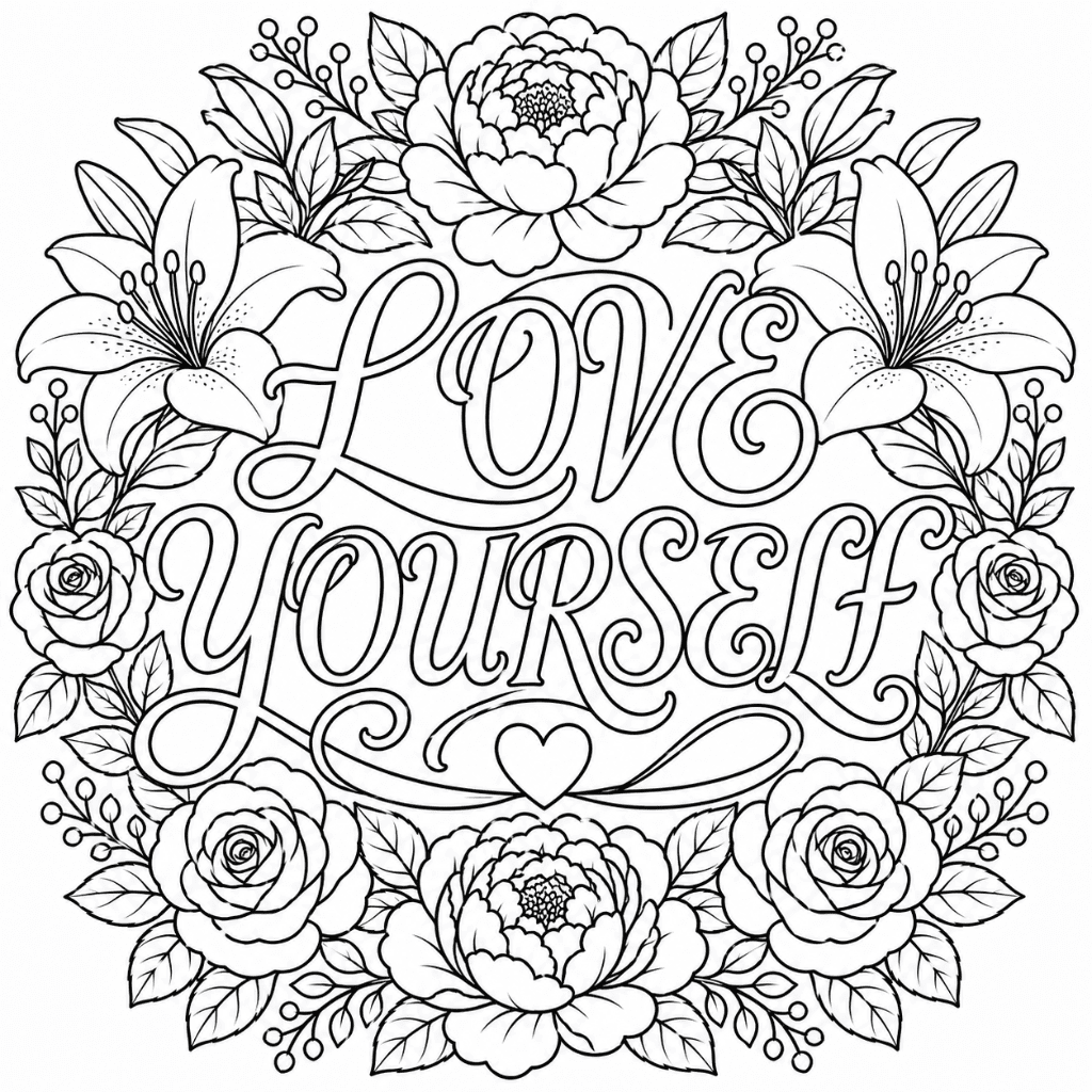 Love Yourself Coloring Page
