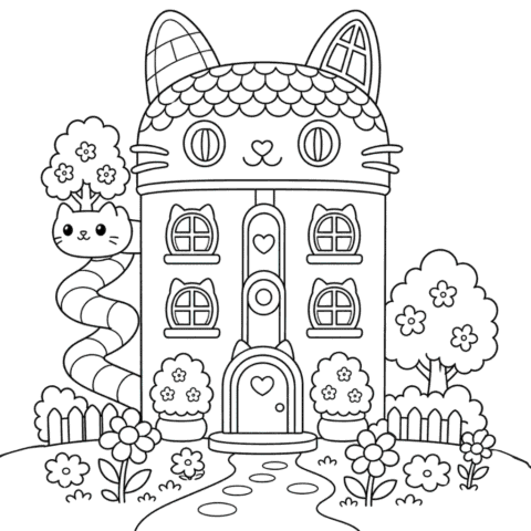 Magical Gabby Dollhouse House Coloring Pages