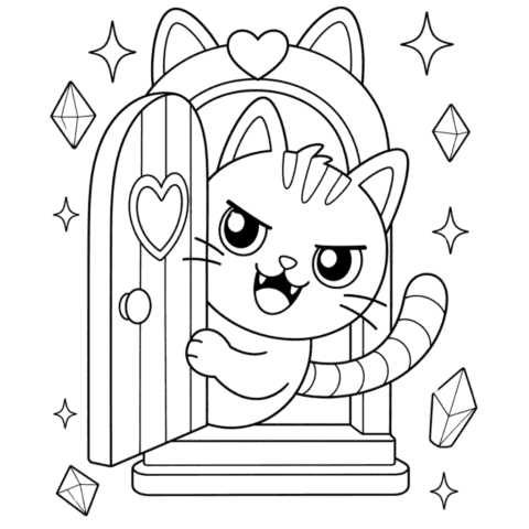 Silly CatRat Coloring Pages Free Gabbys Dollhouse