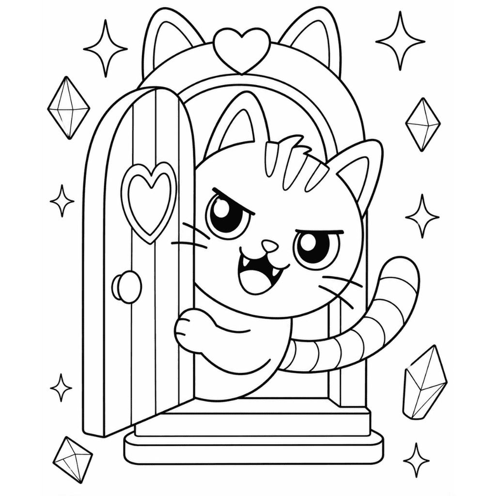 Silly CatRat Coloring Pages Free Gabbys Dollhouse