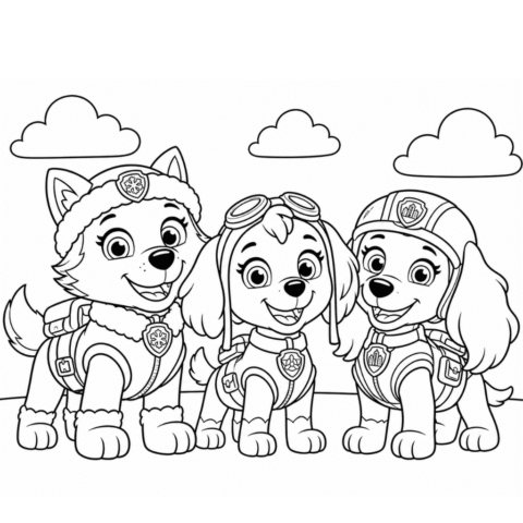 Skye, Everest and Liberty Coloring Page