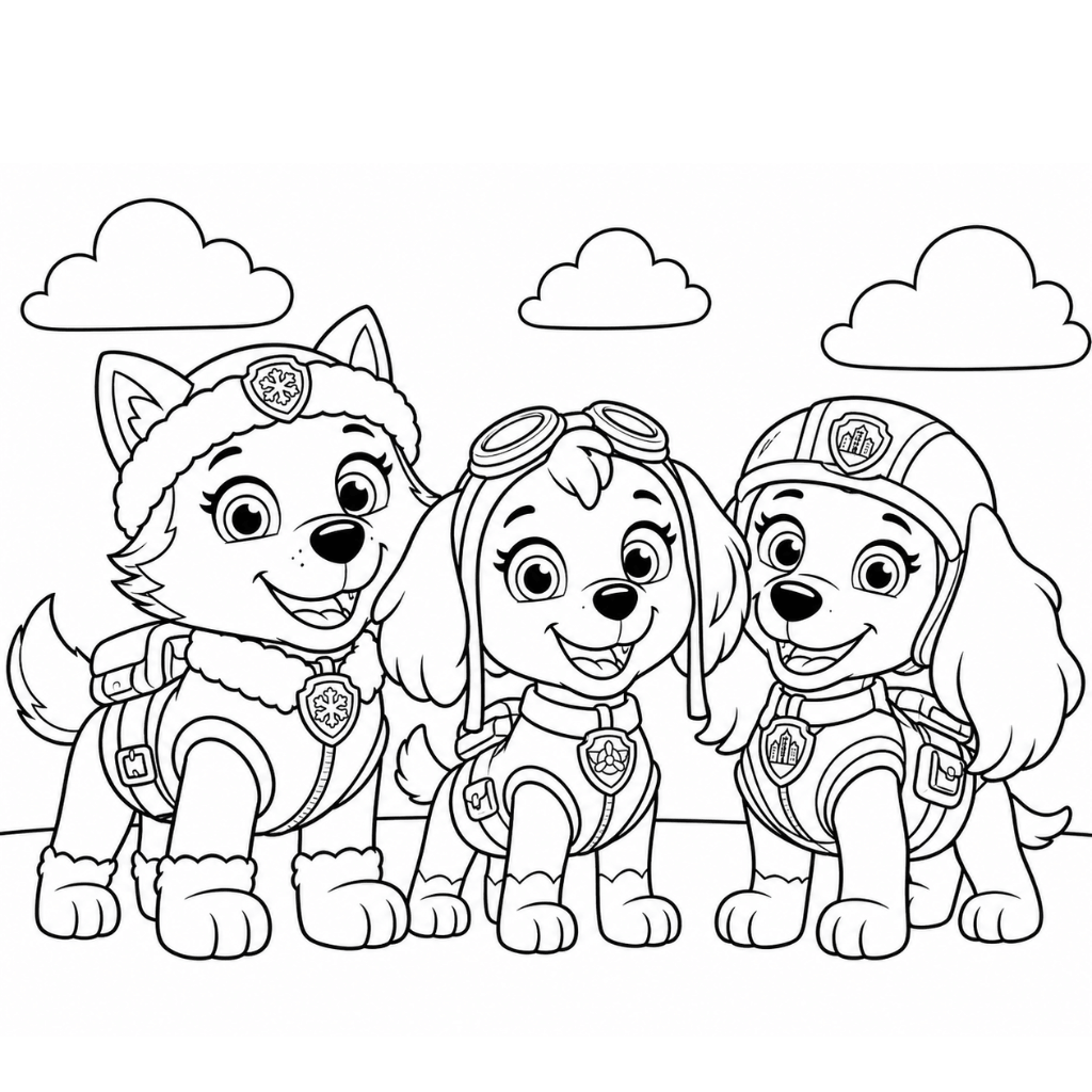 Skye, Everest and Liberty Coloring Page